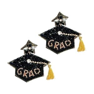 Graduation Cap Earrings with Gold Tassels Change The World Earrings Nwt
